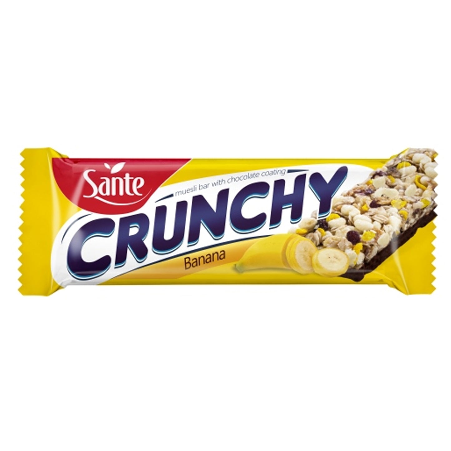 Crunchy bar with bananas and  chocolate coating (40g x case)