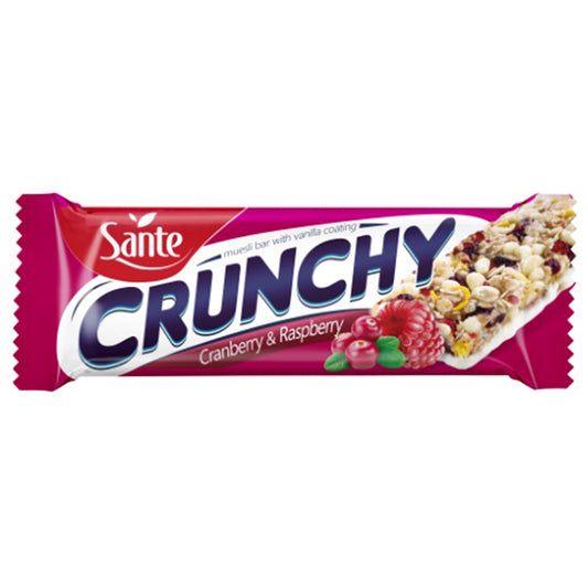 Crunchy bar with cranberries &  raspberries with vanilla coating (40g x Case)